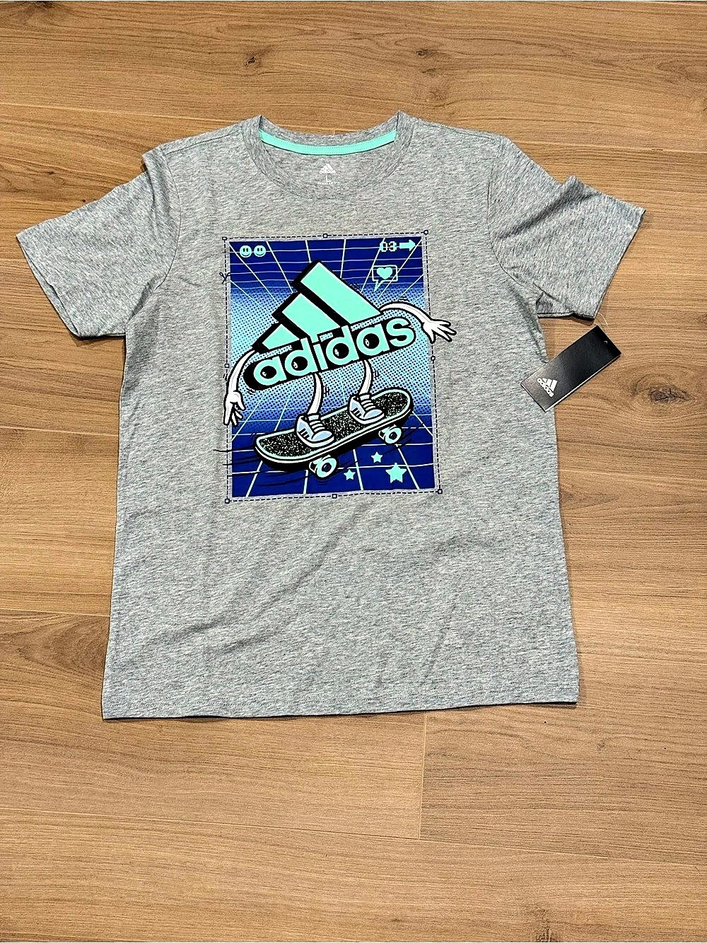 adidas Skateboard T-Shirt Skateboard Graphic Tee Gray & Green Large